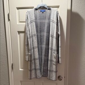 Apt. 9 Gray Plaid Open Cardigan